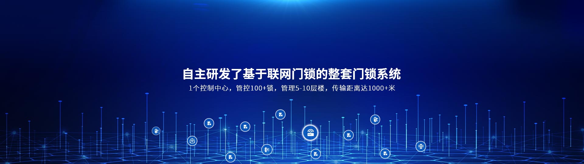 自主研發了基于聯網門鎖的整套門鎖系統 1個控制中心，管控100+鎖，管理5-10層樓，傳輸距離達1000+米-安安